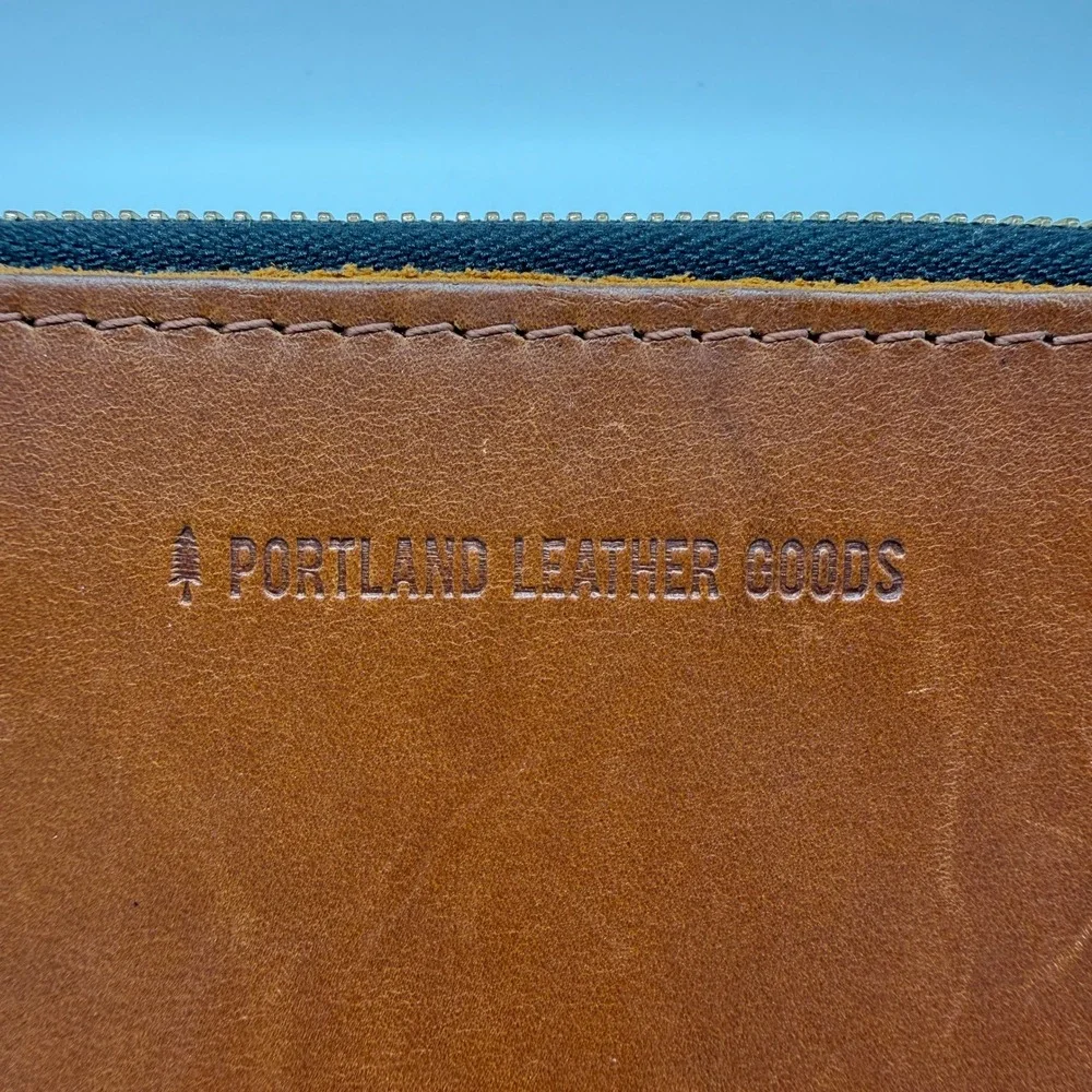 Portland Leather Goods Zip Around Wallet Cognac Brown Leather Minimalist